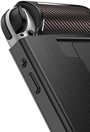 Защитен калъф KIQ от Леката Ударопрочной кожа с ергономична дръжка от TPU за Nintendo Switch OLED 2021 (черен)