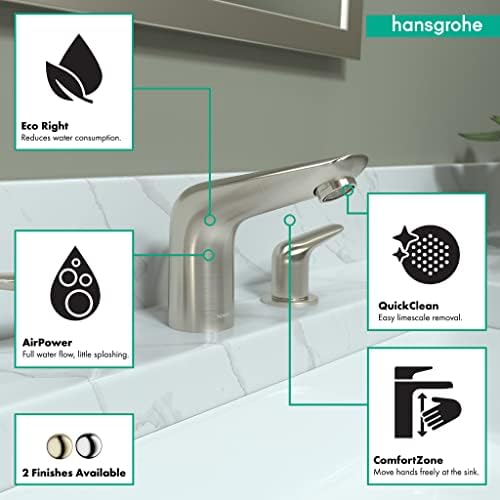 Модерен, Икономичен Смесител за мивка hansgrohe Focus N с нисък разход на вода, с височина от 2 дръжки 3-5 см, от Матирано никел,