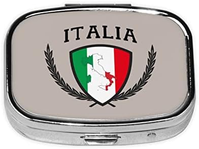 Italia Италия Квадратна Мини-Кутия за хапчета с Италиански флаг, Удобна за Пътуване Портативна Компактна Кутия за хапчета с Огледало