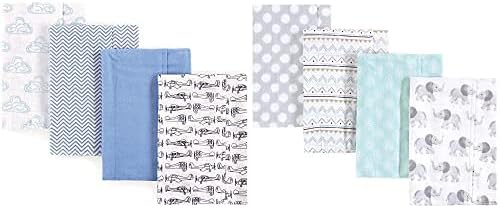 Памучен Фланелевая Кърпа За Оригване Hudson Baby Boy, 8 Опаковки, На Гише Самолетни Сив Слон