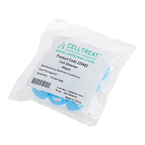 Celltreat 229482 Мрежест филтър за клетките, 40 микрона, Неоправено, Стерилна, по 10 броя в опаковка, Синьо (опаковка по 50 броя)