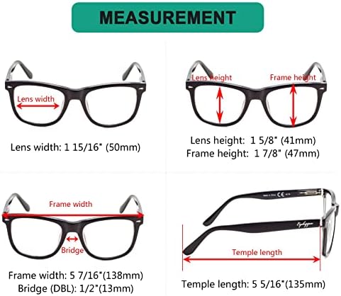 Дизайнерски очила за четене с квадратни големи лещи, дамски очила за четене на пролетта панти, черно + 1,75