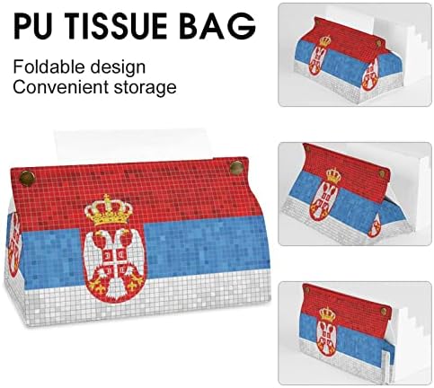 Флаг на Сърбия Капак Кутии За Салфетки Модерна Изкуствена Кожа Кърпички Държач за Кърпички за Кола Баня Нощни Шкафчета Офис