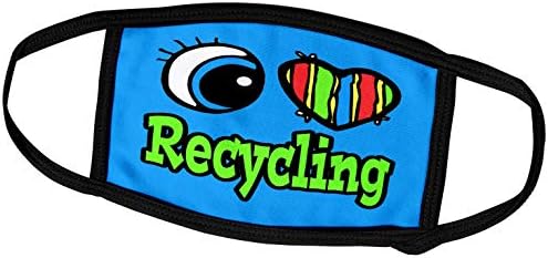 3dRose Bright Eye Сърце I Love Recycling - Обложки за лице (fc_106456_1)