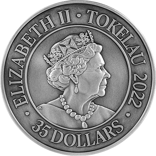 Модерна възпоменателна монета PowerCoin Девет Сина на Краля-Дракон 2022 Г., Сребърна Монета 35$ Токелау 2022, Антични Гарнитури