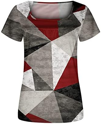 Лятна Есенна Памучен Горната Риза за дами 2023 с Къс Ръкав и Кръгло Деколте, Графична Ежедневни Тениска 6H 6H