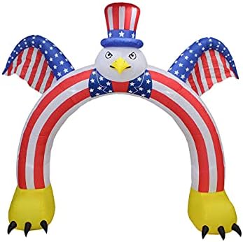 Комплект от три бижута за патриотична партия, включващ надуваема арка, 4 юли, височина 9 метра, с летенето орел, надувное сърцето