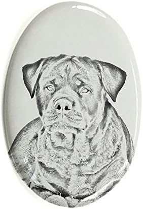 Ротвайлер, Овално Надгробен камък от Керамични Плочки с Изображение на Куче