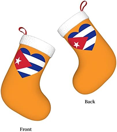 Любовта Кубински Флаг Коледен Отглеждане На Коледна Украса Класически 18 Инча(А) А) Камина Виси Чорап
