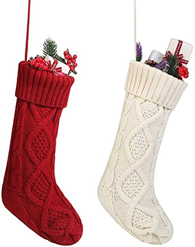 GONEBIN Коледни Чорапи Едра Тел Коледни Чорапи, 20 Инча(А) А) Манто Окачени Чорапи за Семейна Почивка Коледна Украса