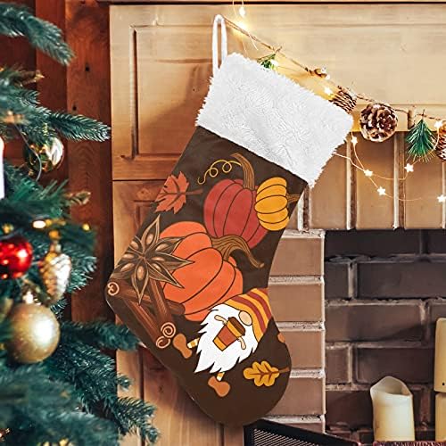 Sinestour Тиква Есен Есенни Листа, Коледни Чорапи с Джуджетата Големи Коледни Чорапи за Камината Коледно Дърво Хол Окачени чорапи