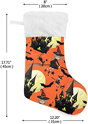 Sinestour Хелоуин Къщата с Духове, Коледни Чорапи, Вещици, Големи Коледни Чорапи за Коледната Елха, Камина, Стенни Чорапи, Чорапи