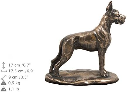 Подстриженный немски дог, Спомен Урна за Кучешки Праха със Статуя, на името на домашен любимец и Цитат - ArtDog Personalized
