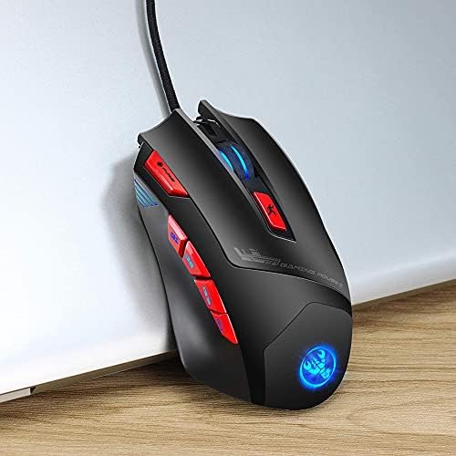 DAILYINT Mouse 9 Бутон на Игрална мишка с висока разделителна способност, Ергономична Компютърна Жичен мишка с подсветка, регулируема