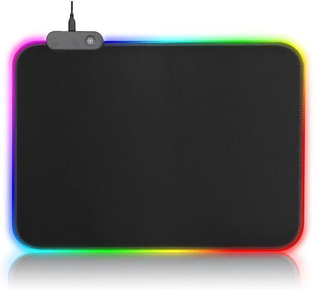 Геймърска подложка за мишка с led USB-кабел, 12 режима на осветление, Размер: 13 x 10 инча - RGB Подложка за мишка, Led подложка