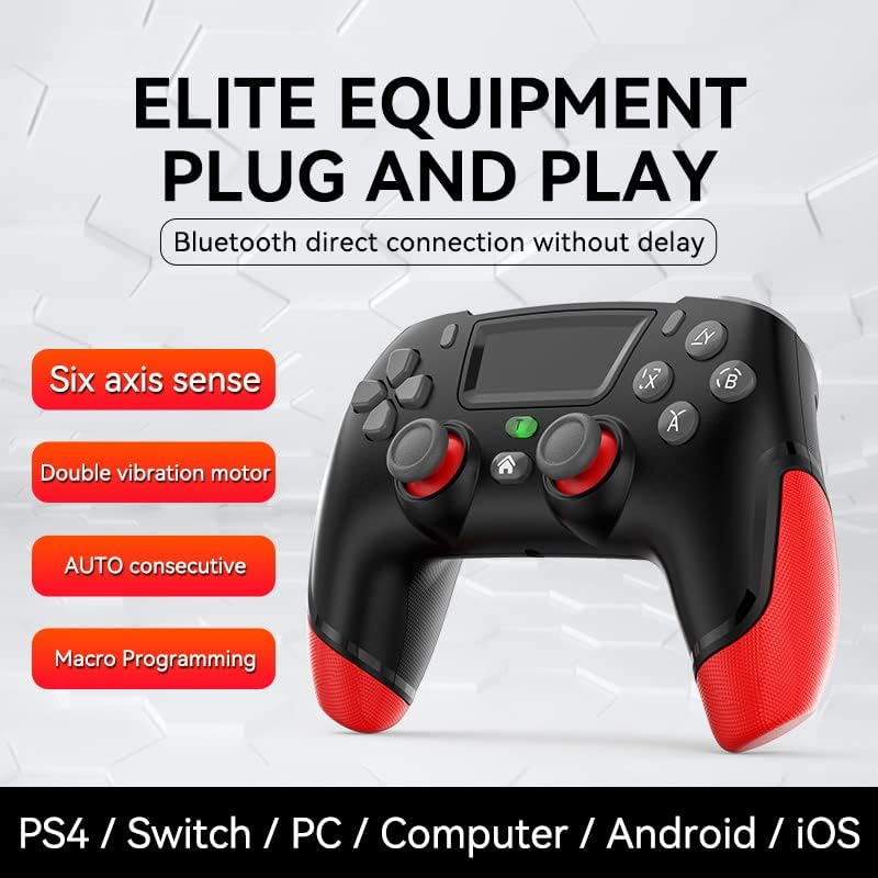 ROTOMOON 2 бр. Безжичен контролер, съвместим с контролер Playstation 4/PS4 Pro/PS4 Slim/PS4, с жак за слушалки за игри PS4 Dualshocked 4 (черен + бял)