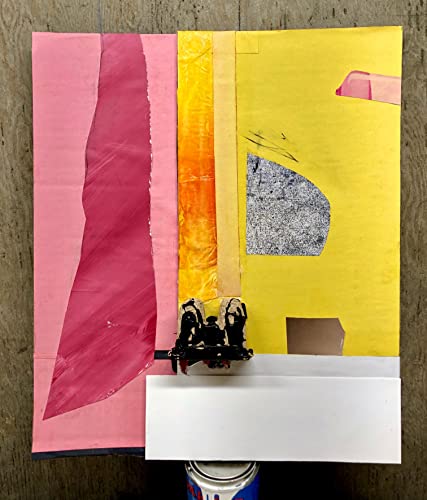 СКУЧНО ЧУДО - Серия Abstruct Constract - Абстрактни Жълто-розово-бяла картина-колаж на Стивън Танненбаума (Оригинал) - 13,5 на x