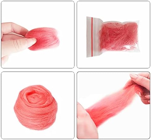 Прежди TVLAR 10 г/20 г Филцови тъкани от вълна, влакна за тепане Играчки от филц, За сплъстяване на козината ръчно изработени (Цвят: