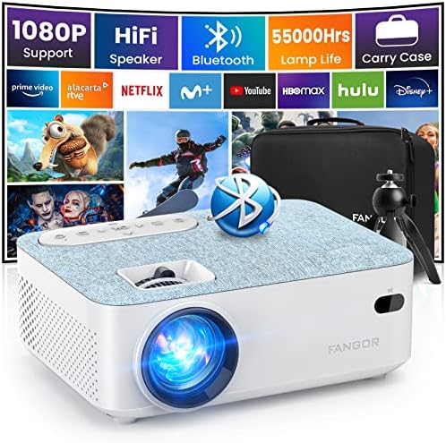Преносим проектор FANGOR 206А -HD Bluetooth-проектор за гледане на филми на открито, мини-видео проектор с поддръжка на 1080P с чанта за носене и статив и е Съвместим компютър / л?