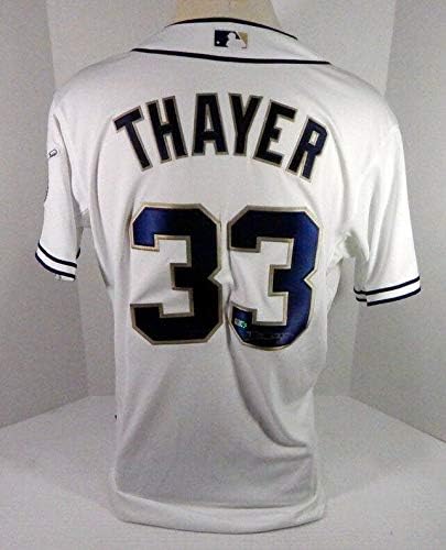 2015 San Diego Padres Dale Thayer 33 Освободена игра С подпис Бели Тениски 922 - Използваните В играта Тениски MLB