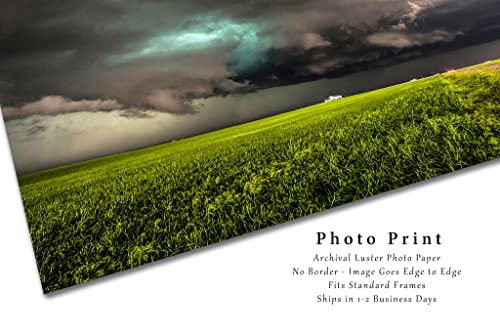 Снимка на буря, Принт (без рамка), Изображението на гръмотевична буря Supercell над фермерским дом в пролетен ден, в Колорадо, Метеорологичните