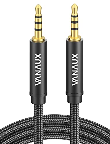 Аудио кабел VANAUX TRRS 3,5 мм с 4 полюса в оплетке [Съвместим с микрофон] AUX Жак, съвместим със смартфони, планшетами, авто домашни стереосистемами, слушалки, високоговорит