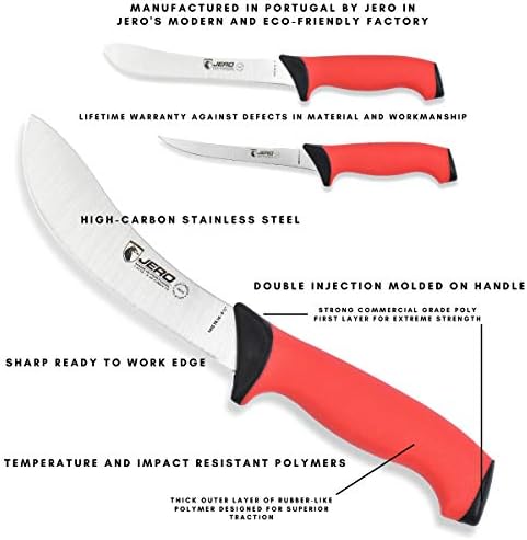 Комплект за рязане на месо Jero Pro Series TR от 3 теми - Тесен Разделочный нож, нож за премахване на люспи и Обезкостяване - Меки