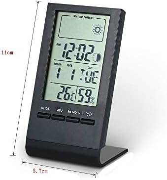 UXZDX CUJUX Мини Цифров Измерител на Температура и Влажност на въздуха Термометър, Влагомер за помещения Монитор Сензор Будилник с Дисплей Максимално Минимална стойно?