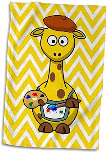 3D Розово Изображението на художника-жираф На Кърпа За ръце в Жълтата Шевронную Ивица, 15 x 22