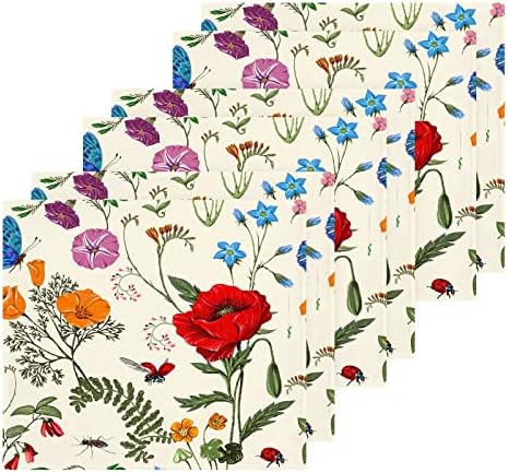 Комплект кърпички за измиване на ALAZA Flowers and Leave - Опаковка от 6 Памучни кърпички за лице, е добре Абсорбиращи и мека на допир хавлиени кърпи за пръстите (238rh0a)