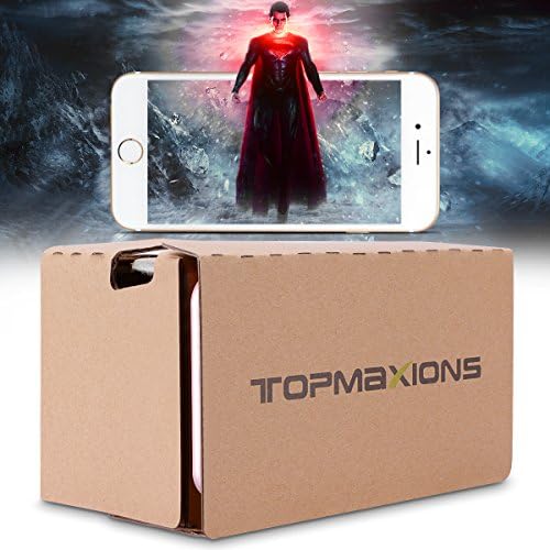 Google Cardboard,Topmaxions 3D VR Слушалки виртуална реалност САМ VR за 3D филми и игри, която е Съвместима с Android и Apple, до 6 инча, Проста настройка