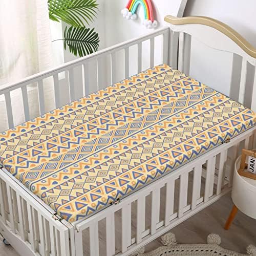 Чаршаф за легло в ивица, Стандартен Чаршаф за матрак на детско креватче Меки и дишащи Кърпи-Отлични за стая на момче или момиче, или на детето, 28 x52, Жълто-синьо