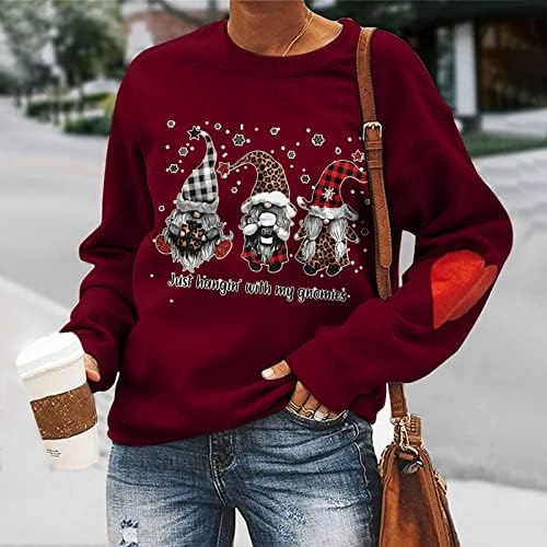 Дамски Модни Hoody с качулка с Коледните Принтом и дълги ръкави, Ежедневна Блуза, Пуловер, Вязаный Дълъг Пуловер