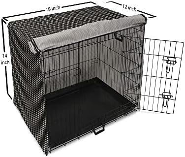 Foldout Черно-бял Калъф за клетка за кучета, Монохромен Модел в Сиви точки, богато украсен Опростен Геометричен Дизайн, Лесен за