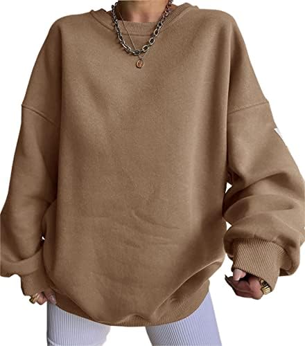 Cioatin Дамски Модни Hoody с кръгло деколте и надпис Chicago с графичен Дизайн Y2K, мек вълнен плат Пуловер с заниженными рамене,