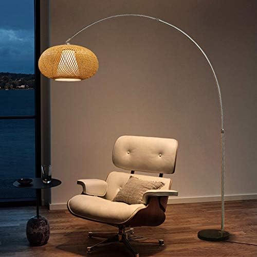Под лампа CraftThink, Модерен Led нощни под лампа от Бамбук, единична Азиатски лампа с дугообразным за монтиране на стена от Дърво за Дневна, Спалня, Кабинет, Офис - Размер:
