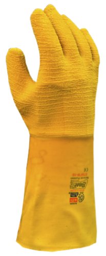 Ръкавица от естествен каучук SHOWA 67NFW с пълно покритие, Подплата от памучен полифланели, Общо предназначение, Рукавица 14 инча,