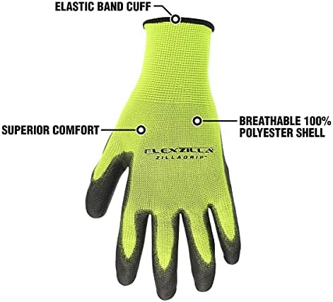 Ръкавици Flexzilla GC300M ZillaGrip, Черни/зелено-зелени, M, импрегнирана от полиуретан