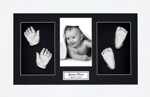 Комплект за леене BabyRice Large Baby (чудесно за близнаци!), бяла рамка 14,5x8,5 инча, черно планина, сребриста метална боя