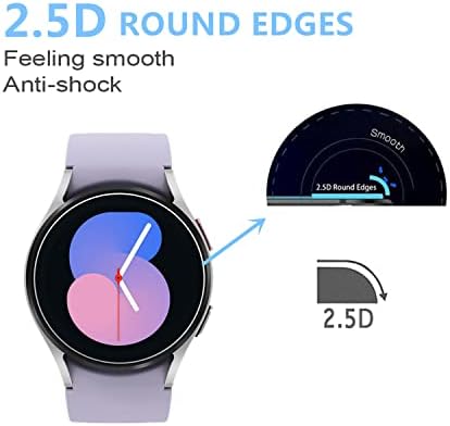Aemus е Съвместим със защитно фолио за дисплея на Galaxy Watch 5 от закалено стъкло 40 мм (издаден през 2022 г.), защитно фолио за смарт часа срещу пръстови отпечатъци, без мехурч
