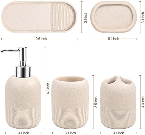 Комплект Аксесоари за баня FoverOne, Комплект Аксесоари за тоалетна масичка от смола, състояща се от 5 теми, Чаши от притежателя