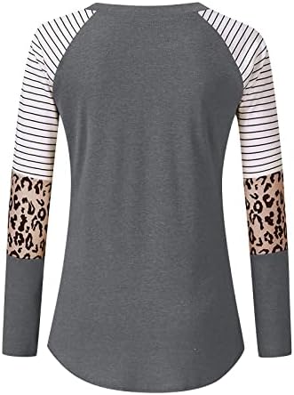 NOKMOPO/ Дамски Пролетно-Есенна Модна Тениска на райета с Леопардовым принтом, кръгло деколте и дълъг Ръкав, Тънка Базова Риза,