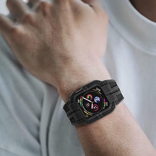 [2] Каишка Mornex с калъф-броня, съвместим с Apple Watch 38/40/41/42/44/45 мм, спортен Здрав устойчив на удари Взаимозаменяеми гривна