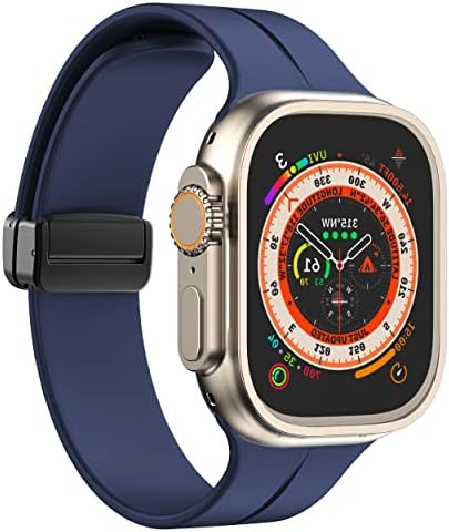 Meyzeli е Съвместим с каишка на Apple Watch 49 мм 45 мм 44 мм 42 мм за жени и мъже, мек силиконов ремък за спортни часа с магнитна ключалка за Apple Watch Series 8 7 6 5 4 3 2 1 Ultra SE Sport