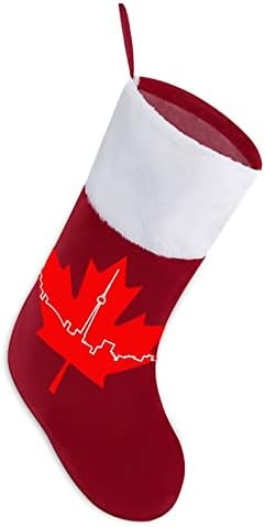 Кленов Лист Хоризонт Коледен Отглеждане Окачени Чорапи С Принтом Коледно Дърво Украса За Камината
