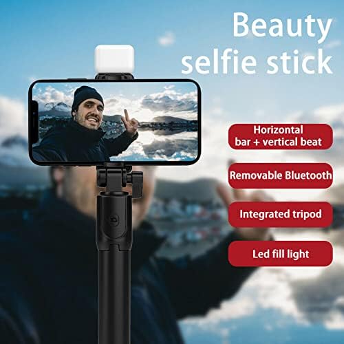 Въртящ се на 360 ° Bluetooth Заполняющий Светлина Selfie Stick Статив Дистанционно за Мобилен телефон