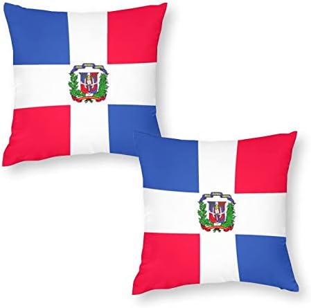 Флаг на Доминиканската Република, Комплект от 2 покрива възглавница, Квадратни Калъфки за мека мебел, Спални, Автомобили, Декоративни