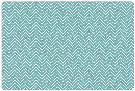 Лунен Син Мат на домашни животни за храна и вода, Зигзагообразные линия под формата на океански вълни за минималистичной кухня и хол, Правоъгълен Нескользящий Гуме