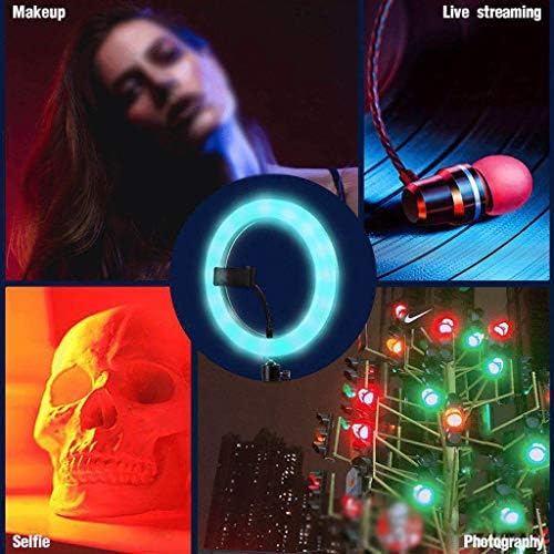 YINGZI 8/1013/14/18 Инча led лампа с регулируема яркост RGB Selfie Ring Light Цветна лампа за грим със статив-стойка за грим на живо (Размер: 18 см)