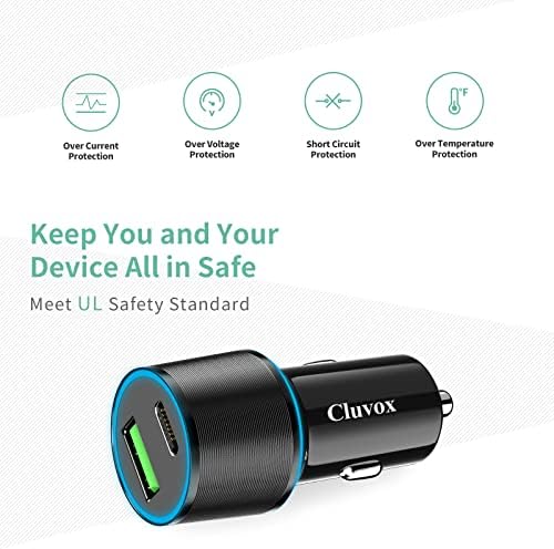 Адаптер за зарядно устройство Cluvox 35W C USB, Съвместим с бързо зареждане за iPhone 14 Плюс/Про/Max/13/12/11/ Зарядно устройство за телефон Samsung Galaxy за кола, 2 Комплекта USB-Зарядно у?